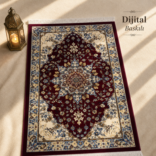 Isfahan Bordo Seccade | Dijital Baskılı Klasik Dokuma Namaz Halısı