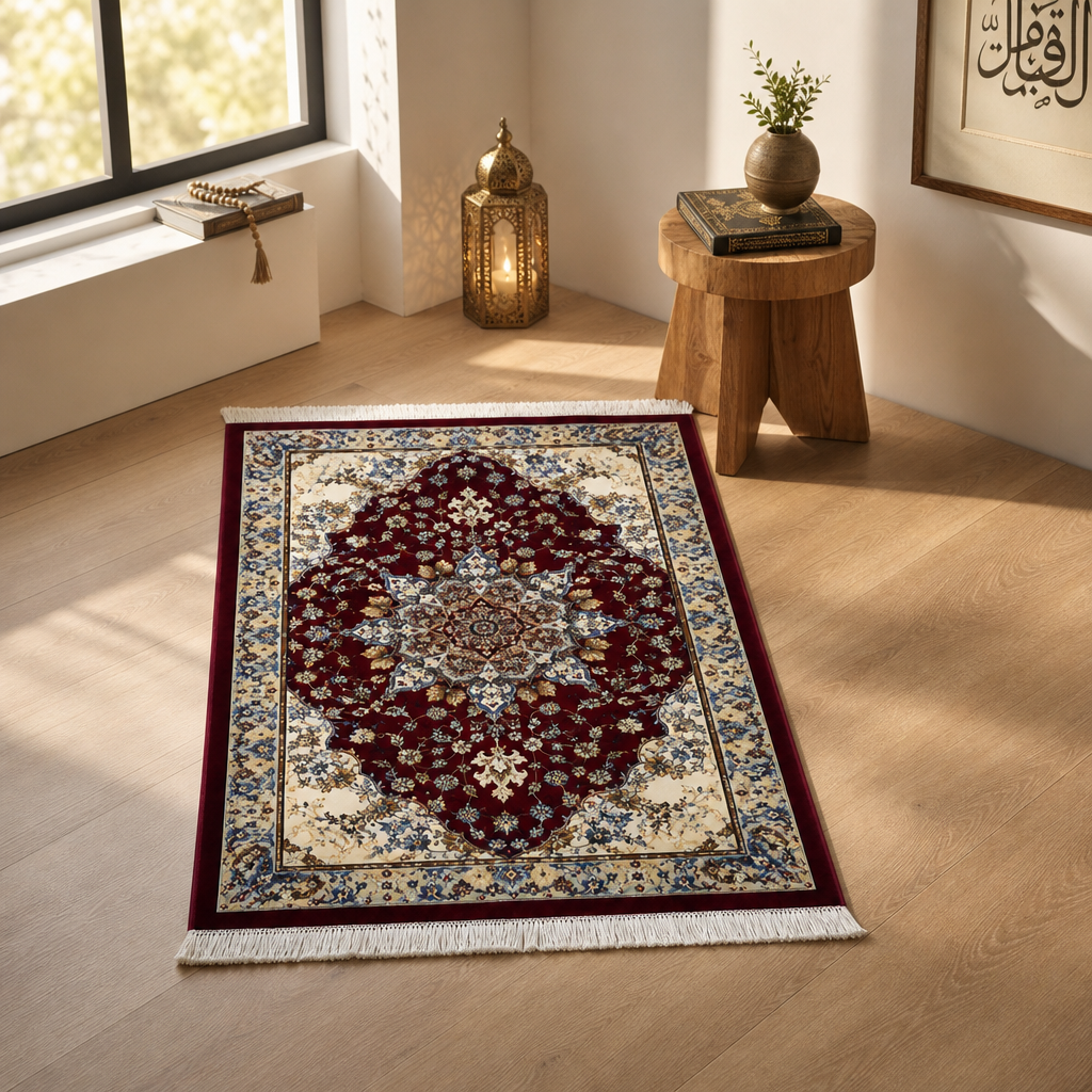 Isfahan Bordo Seccade | Dijital Baskılı Klasik Dokuma Namaz Halısı
