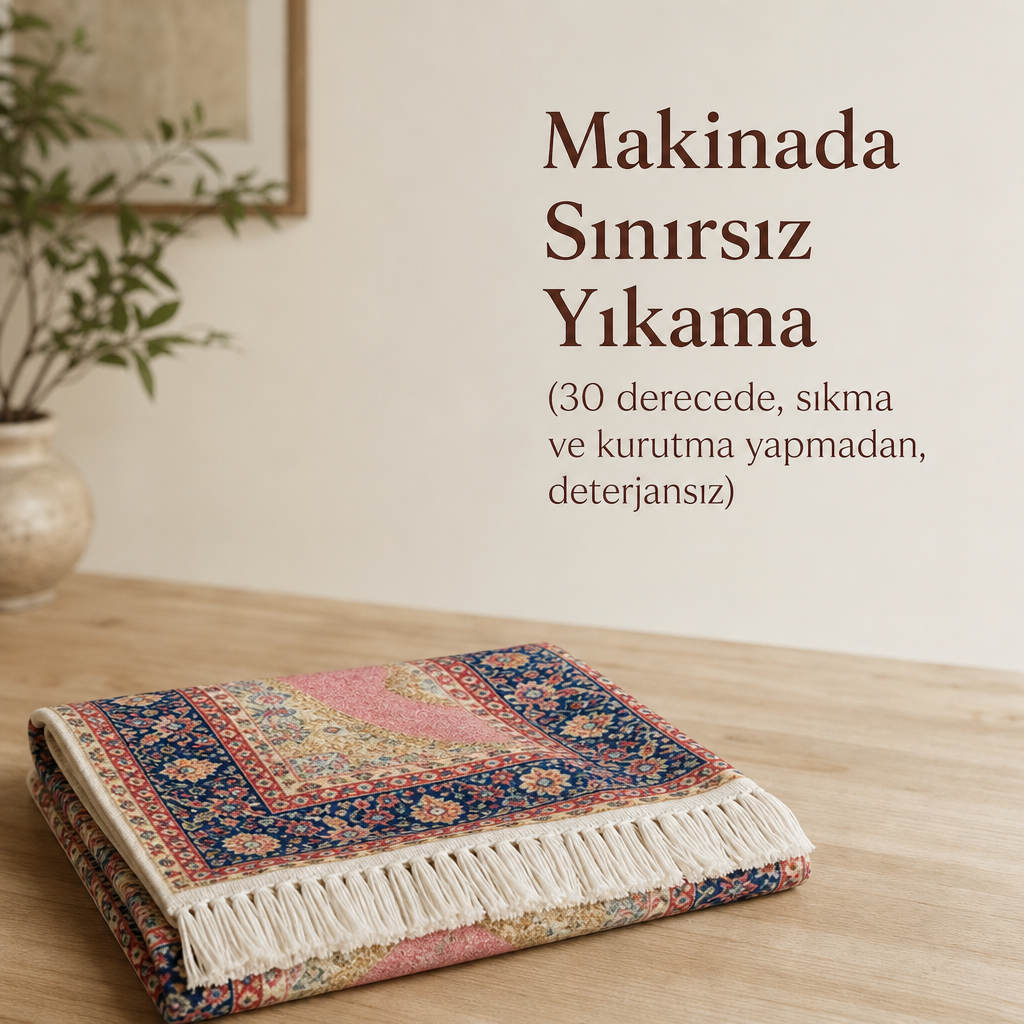 Gül Mihrab Pembe Seccade | Dijital Baskılı Klasik Namaz Halısı