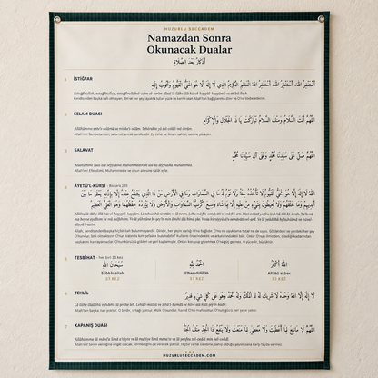 Namaz Sonrası Dua ve Tesbihat Panosu