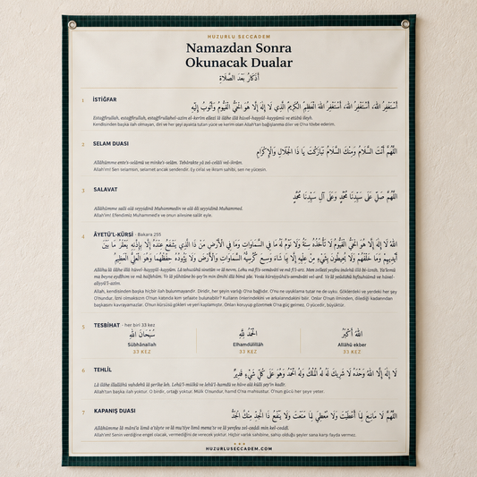 Namaz Sonrası Dua ve Tesbihat Panosu