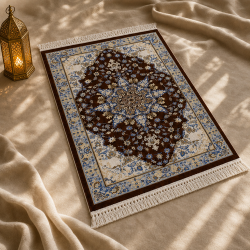 Tebriz Kahve Seccade | Dijital Baskılı Klasik Dokuma Namaz Halısı