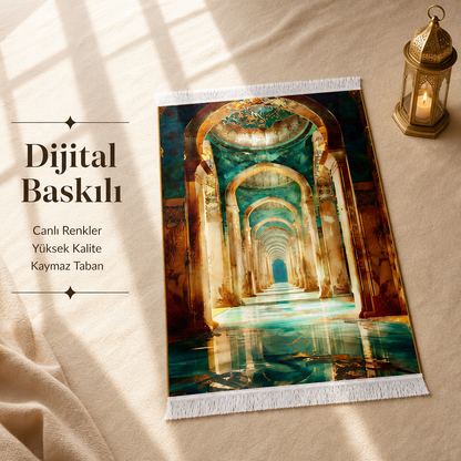 Sonsuz Kemer 3D Mihrab Seccade | Dijital Baskılı Namaz Halısı