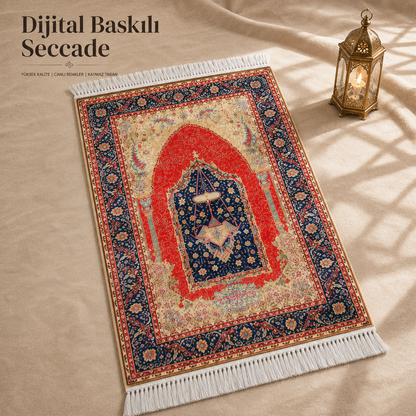 Anadolu Mihrab Kırmızı Seccade | Dijital Baskılı Klasik Namaz Halısı