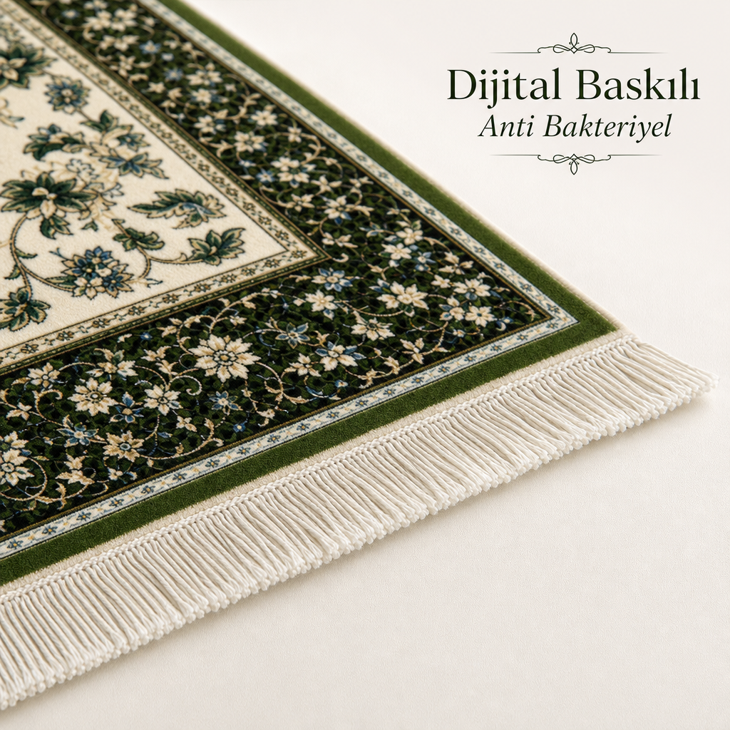 Yeşil Sarmaşık Mihrab Seccade | Dijital Baskılı Klasik Namaz Halısı