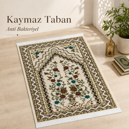 Bahar Mihrab Krem Seccade | Dijital Baskılı Klasik Namaz Halısı