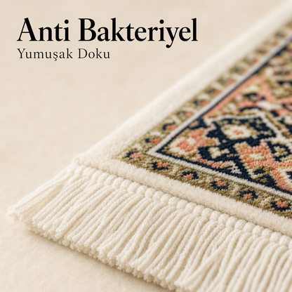 Gülbahçe Mihrab Krem Seccade | Dijital Baskılı Çiçekli Namaz Halısı