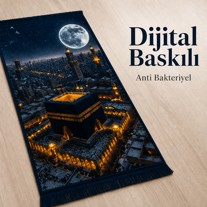 Kâbe Mehtap Manzaralı 3D Seccade | Dijital Baskılı Namaz Halısı