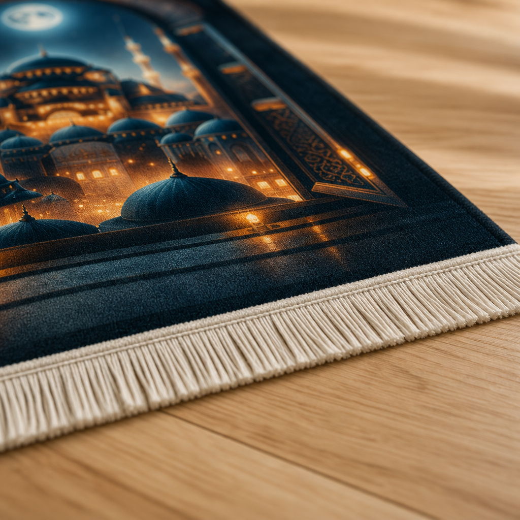 Mehtaplı Cami Manzaralı 3D Seccade | Dijital Baskılı Namaz Halısı