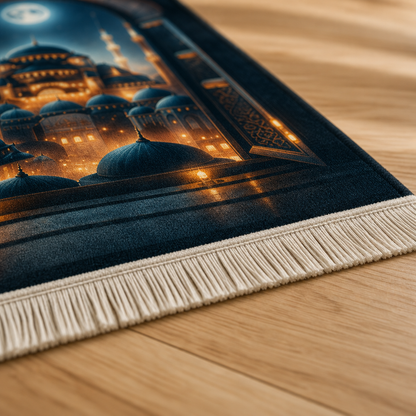 Mehtaplı Cami Manzaralı 3D Seccade | Dijital Baskılı Namaz Halısı