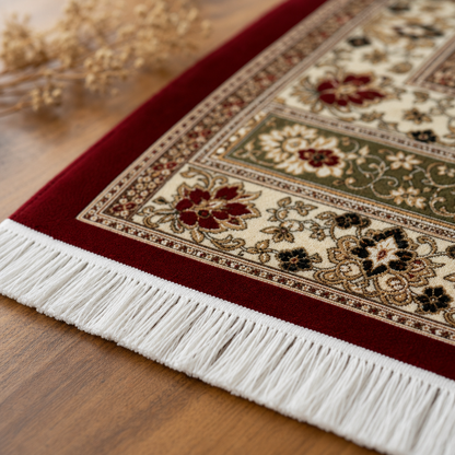 Osmanlı Mihrab Bordo Seccade | Dijital Baskılı Klasik Namaz Halısı