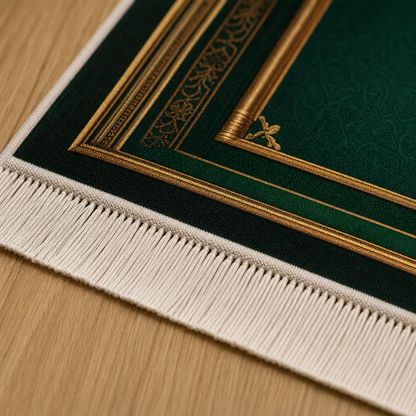 Zümrüt Kemer Mihrab Yeşil Seccade | Lüks Kadife Namaz Halısı