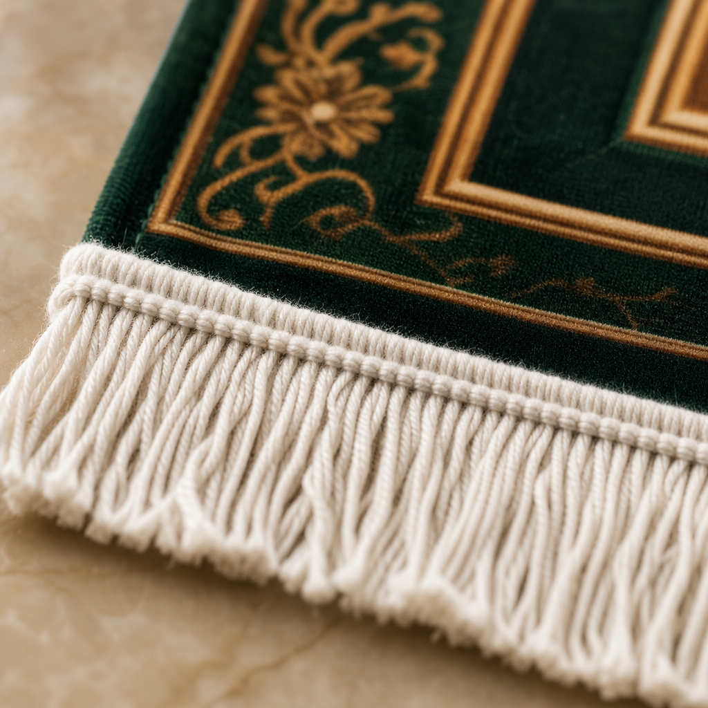 Firdevs Mihrab Yeşil Seccade | Lüks Kadife Namaz Halısı