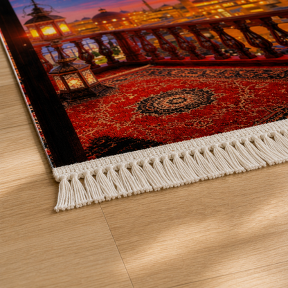 Şafak Cami Manzaralı 3D Seccade | Dijital Baskılı Namaz Halısı