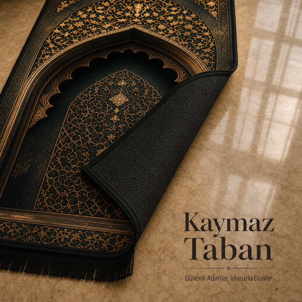 Zerbaf Mihrab Altın İşlemeli Seccade | Dijital Baskılı Namaz Halısı
