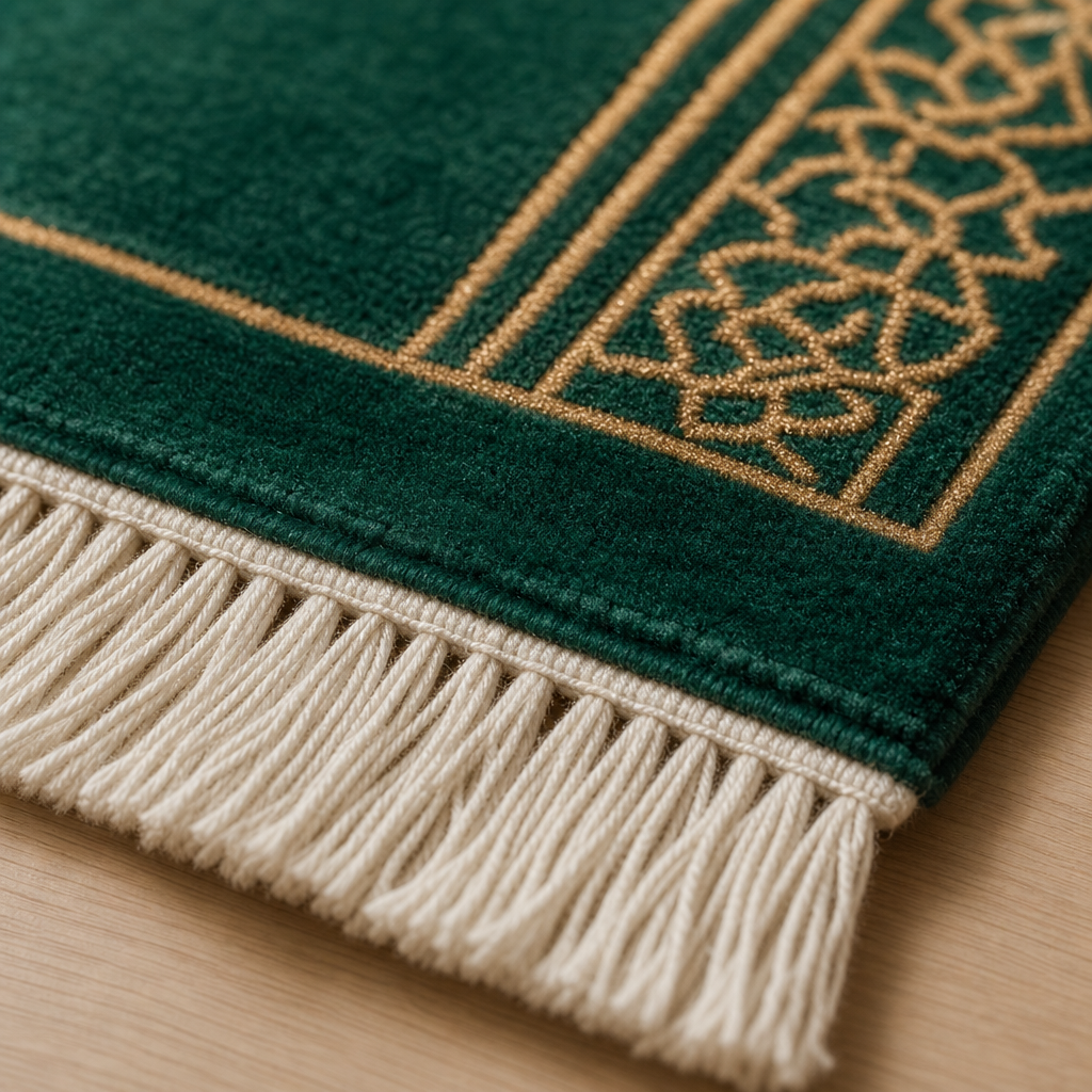 Zümrüt Mihrab Yeşil Seccade | Lüks Kadife Namaz Halısı