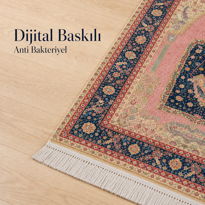 Gül Mihrab Pembe Seccade | Dijital Baskılı Klasik Namaz Halısı