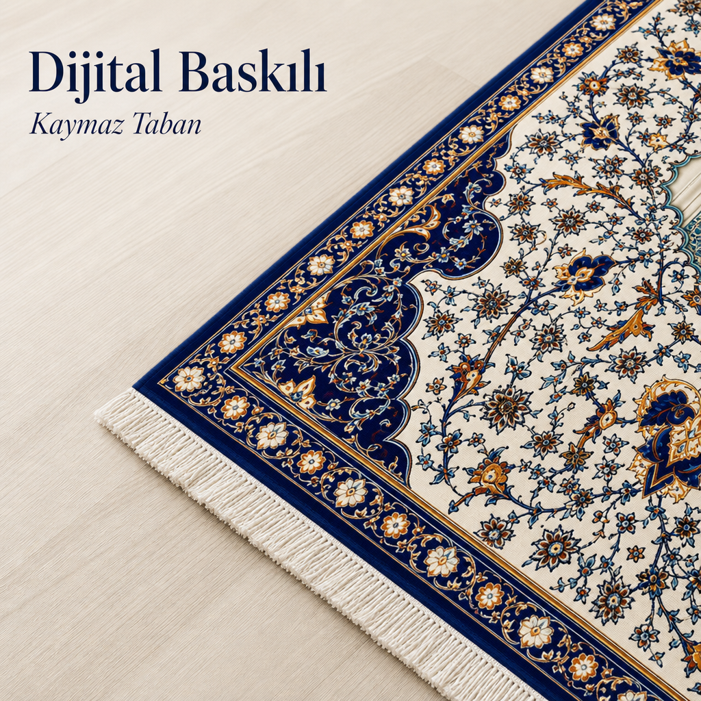 Mihrab Nişi Krem Seccade | Dijital Baskılı Klasik Namaz Halısı