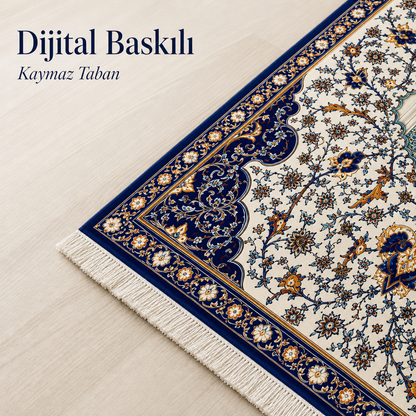 Mihrab Nişi Krem Seccade | Dijital Baskılı Klasik Namaz Halısı