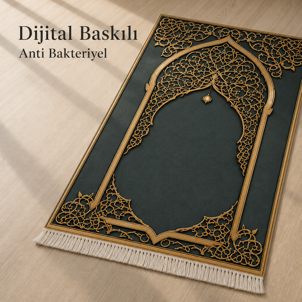 Şebeke Mihrab Yeşil Seccade | Lüks Kadife Namaz Halısı