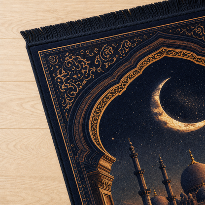 Hilal Cami Manzaralı 3D Seccade | Dijital Baskılı Namaz Halısı