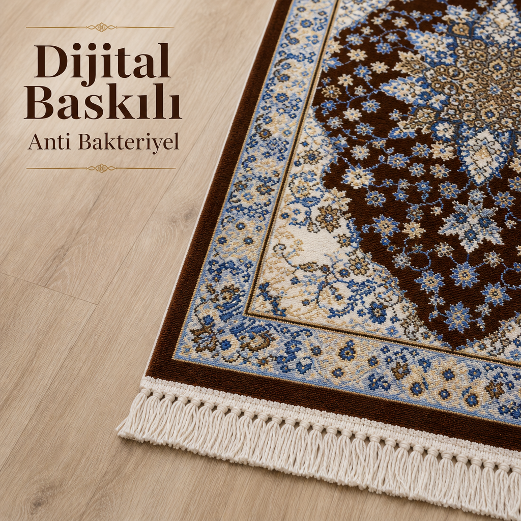 Tebriz Kahve Seccade | Dijital Baskılı Klasik Dokuma Namaz Halısı