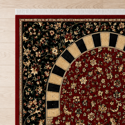 Bordo Çayır Mihrab Seccade | Dijital Baskılı Klasik Namaz Halısı