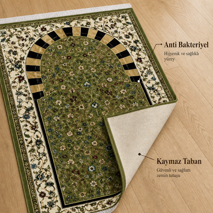 Çayır Mihrab Yeşil Seccade | Dijital Baskılı Klasik Namaz Halısı