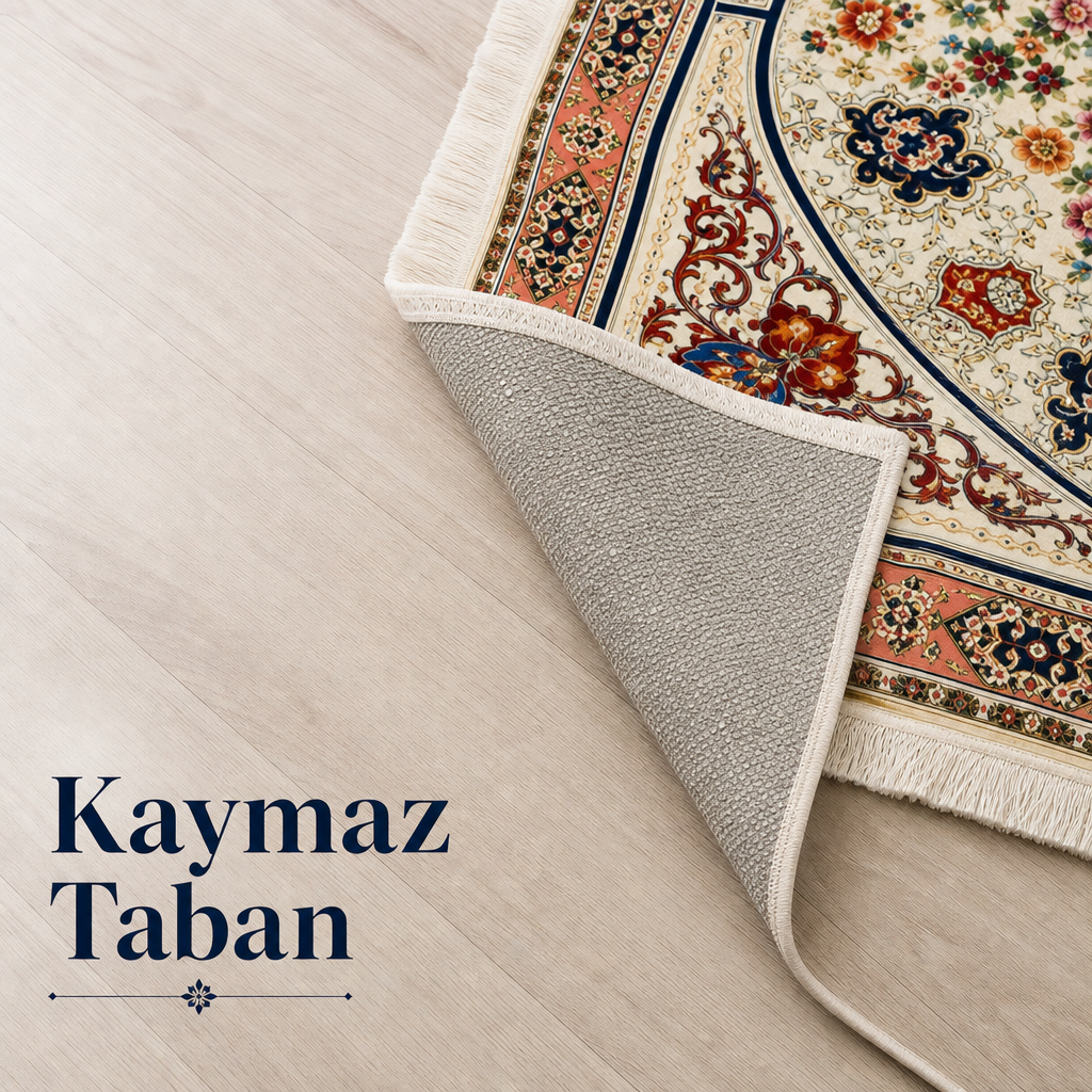 Gülbahçe Mihrab Krem Seccade | Dijital Baskılı Çiçekli Namaz Halısı