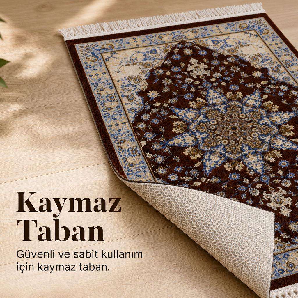 Tebriz Kahve Seccade | Dijital Baskılı Klasik Dokuma Namaz Halısı