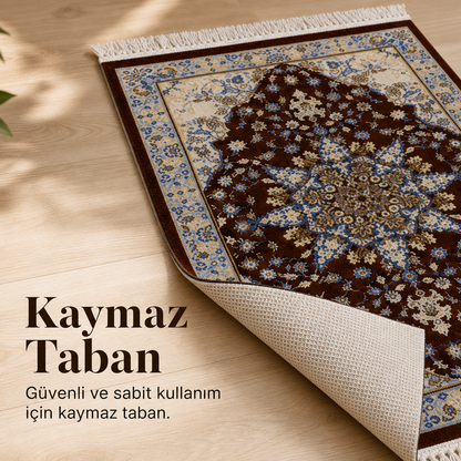 Tebriz Kahve Seccade | Dijital Baskılı Klasik Dokuma Namaz Halısı