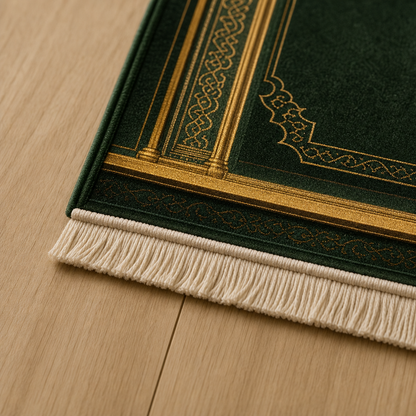 Ravza Mihrab Yeşil Seccade | Lüks Kadife Namaz Halısı
