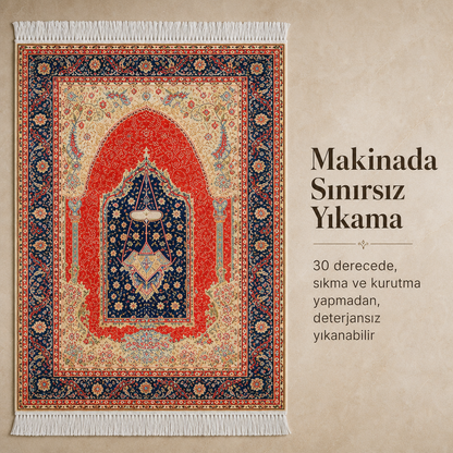 Anadolu Mihrab Kırmızı Seccade | Dijital Baskılı Klasik Namaz Halısı