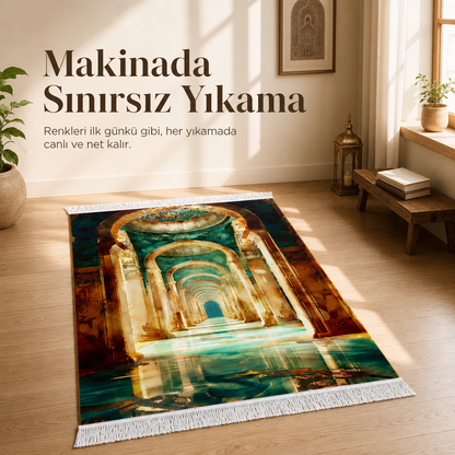 Sonsuz Kemer 3D Mihrab Seccade | Dijital Baskılı Namaz Halısı