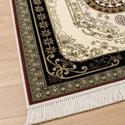 Kâbe Motifli Saray Krem Seccade | Dijital Baskılı Klasik Namaz Halısı