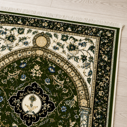 Yeşil Sarmaşık Mihrab Seccade | Dijital Baskılı Klasik Namaz Halısı
