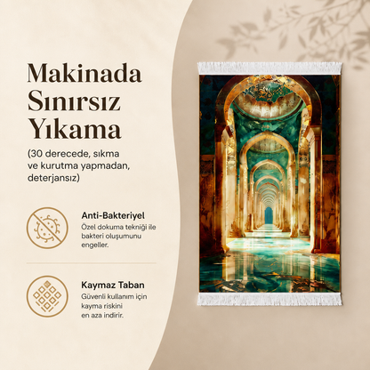 Sonsuz Kemer 3D Mihrab Seccade | Dijital Baskılı Namaz Halısı