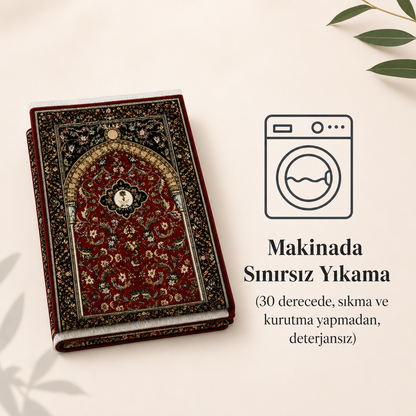 Bordo Sarmaşık Mihrab Seccade | Dijital Baskılı Klasik Namaz Halısı