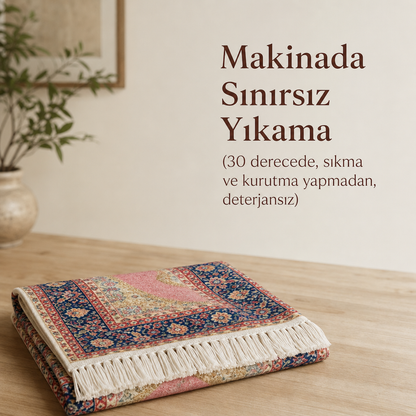 Gül Mihrab Pembe Seccade | Dijital Baskılı Klasik Namaz Halısı